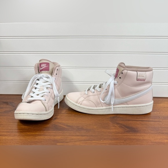 Nike women’s pink and white Court Royale 2 Mid high top tennis shoes. Size 6.5 - Picture 1 of 12